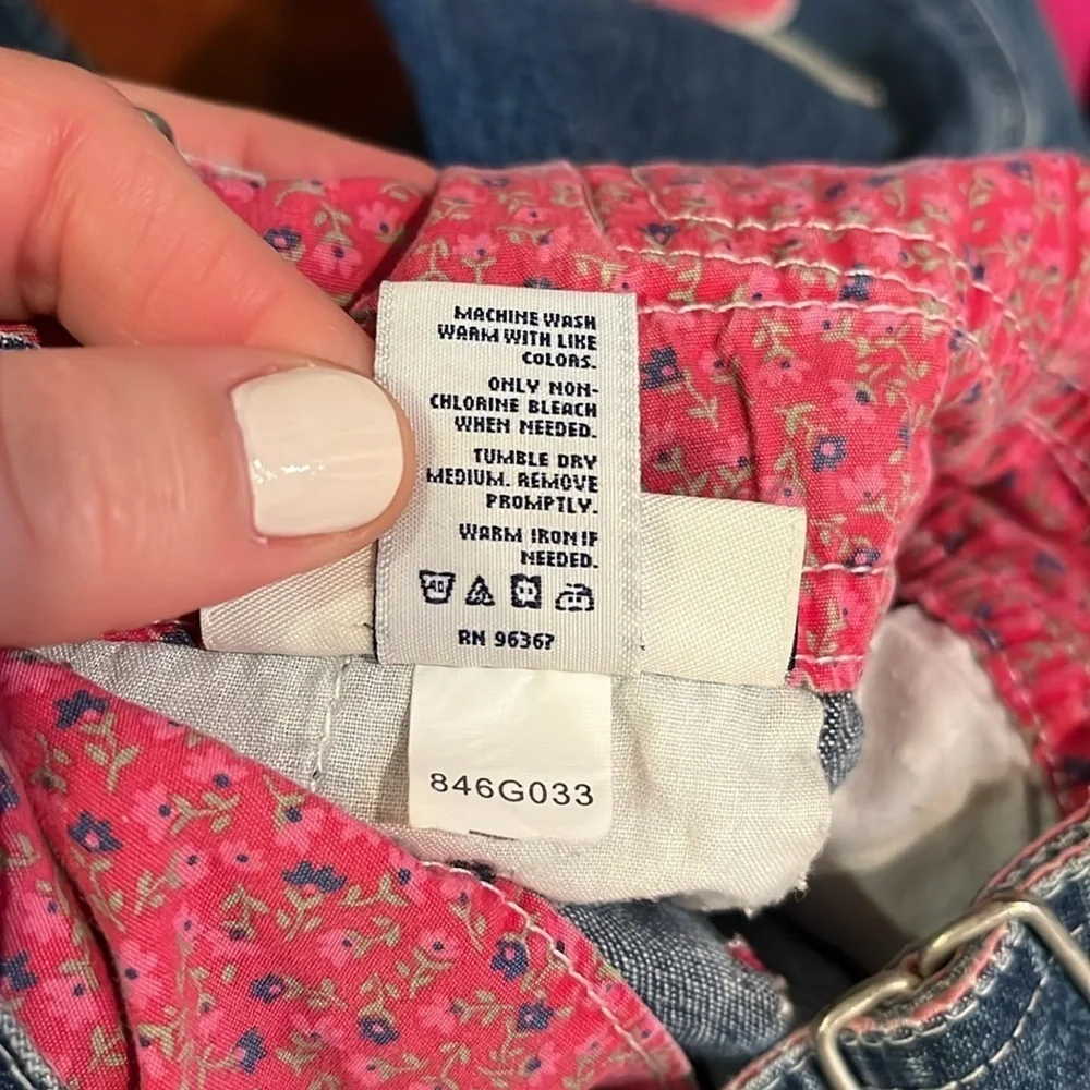 Vintage OshKosh ABC Jean Overalls Patchwork Floral Animals Toddler Girl 6-9 mos